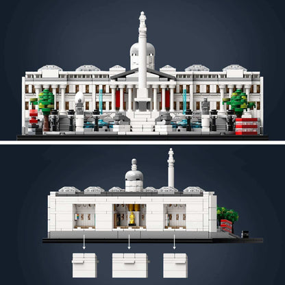 LEGO Architecture Trafalgar Square Set 21045 showcasing a detailed model of London's iconic landmark.