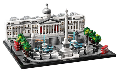LEGO® Architecture Trafalgar Square Set 21045 model featuring iconic London landmark with fountains and greenery.