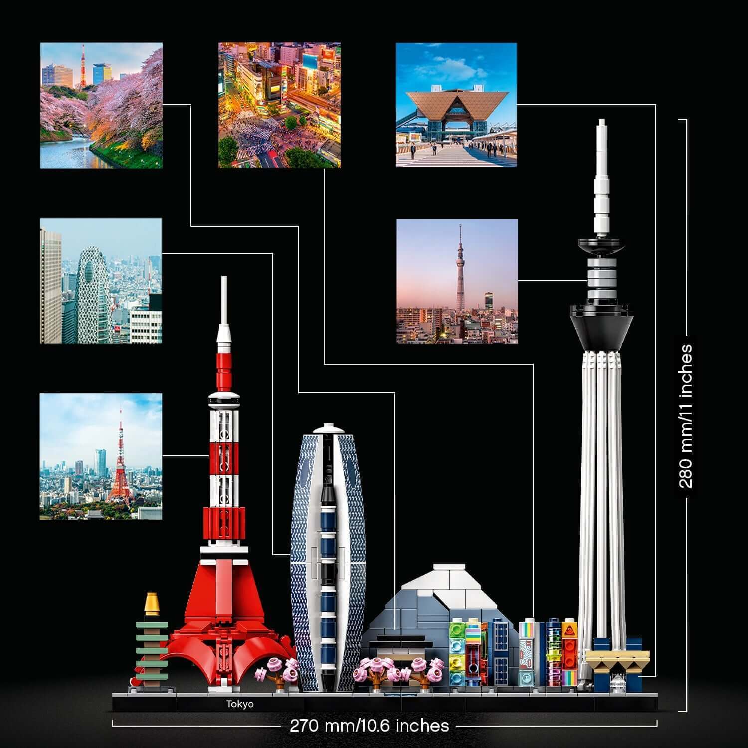 LEGO® Architecture Tokyo Skyline Collection Set 21051 featuring iconic Tokyo landmarks in detailed design.