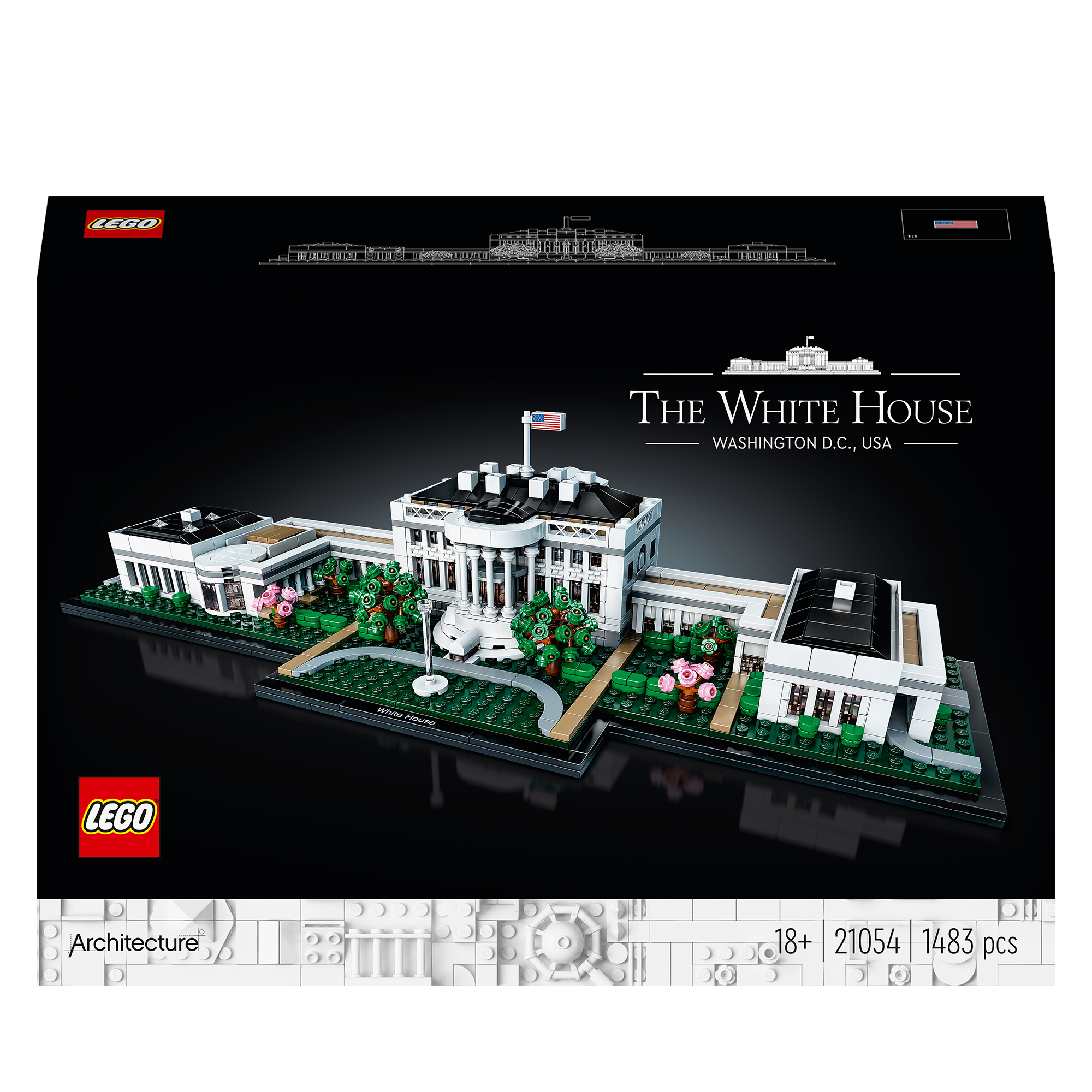 LEGO Architecture The White House Building Set 21054, 1483 pieces for your DIY project in Washington D.C.