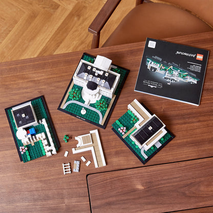 LEGO Architecture The White House Building Set 21054 displayed on a wooden table with instruction booklet.