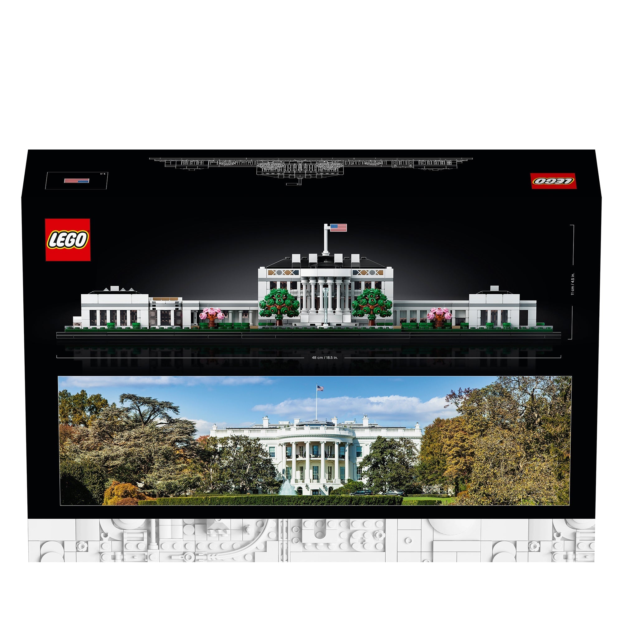 LEGO Architecture The White House Building Set 21054 box featuring the iconic landmark and detailed design for DIY enthusiasts.