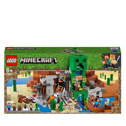 LEGO Minecraft The Creeper Mine Building Set 21155 with Creeper statue and minecart for Minecraft adventures.