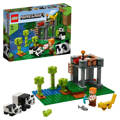 LEGO® Minecraft The Panda Nursery Building Set 21158 with poseable pandas and playset details.