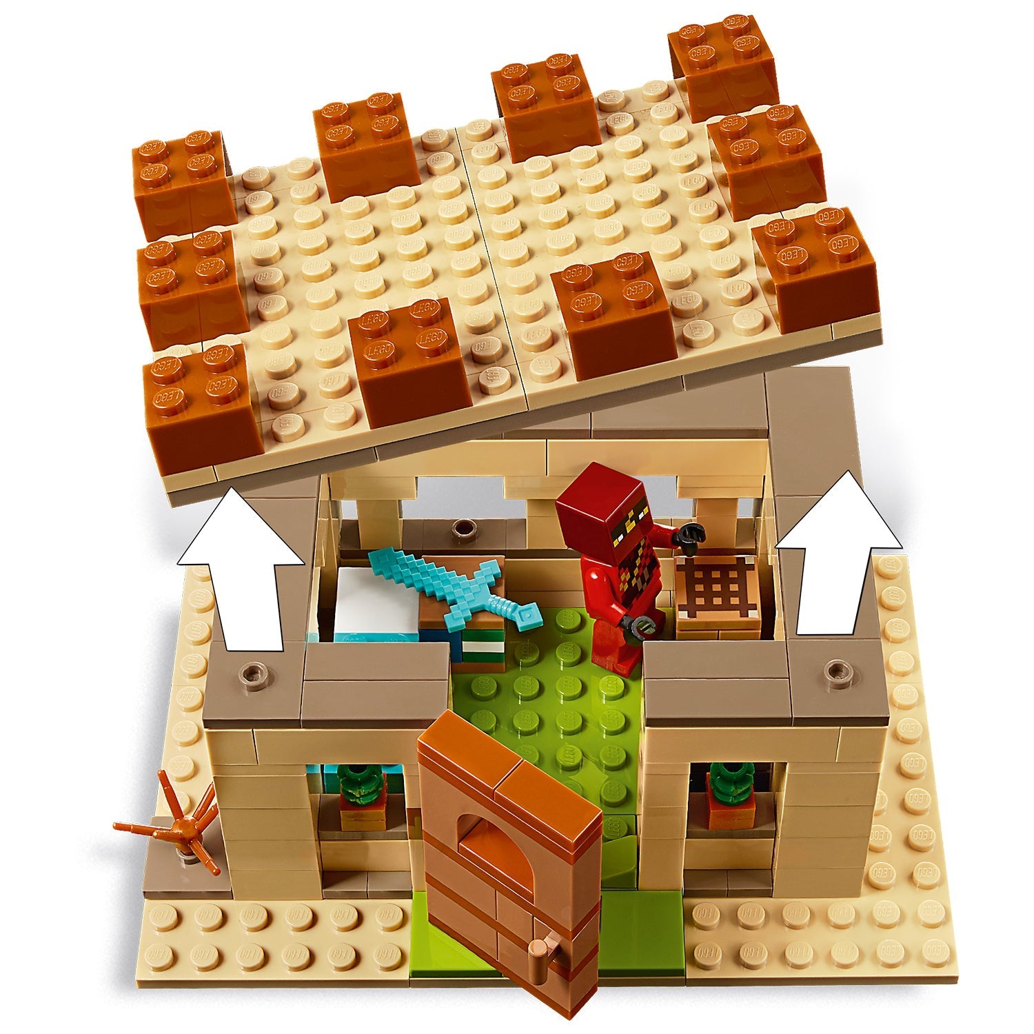 LEGO Minecraft The Illager Raid Set 21160 featuring a detailed village structure and popular game characters.