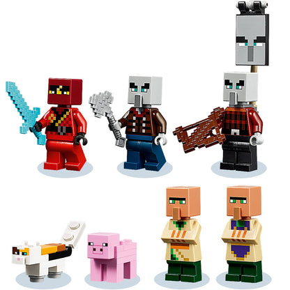 LEGO® Minecraft The Illager Raid figures including Illagers, Animals, and Ravager, set 21160 for creative building.