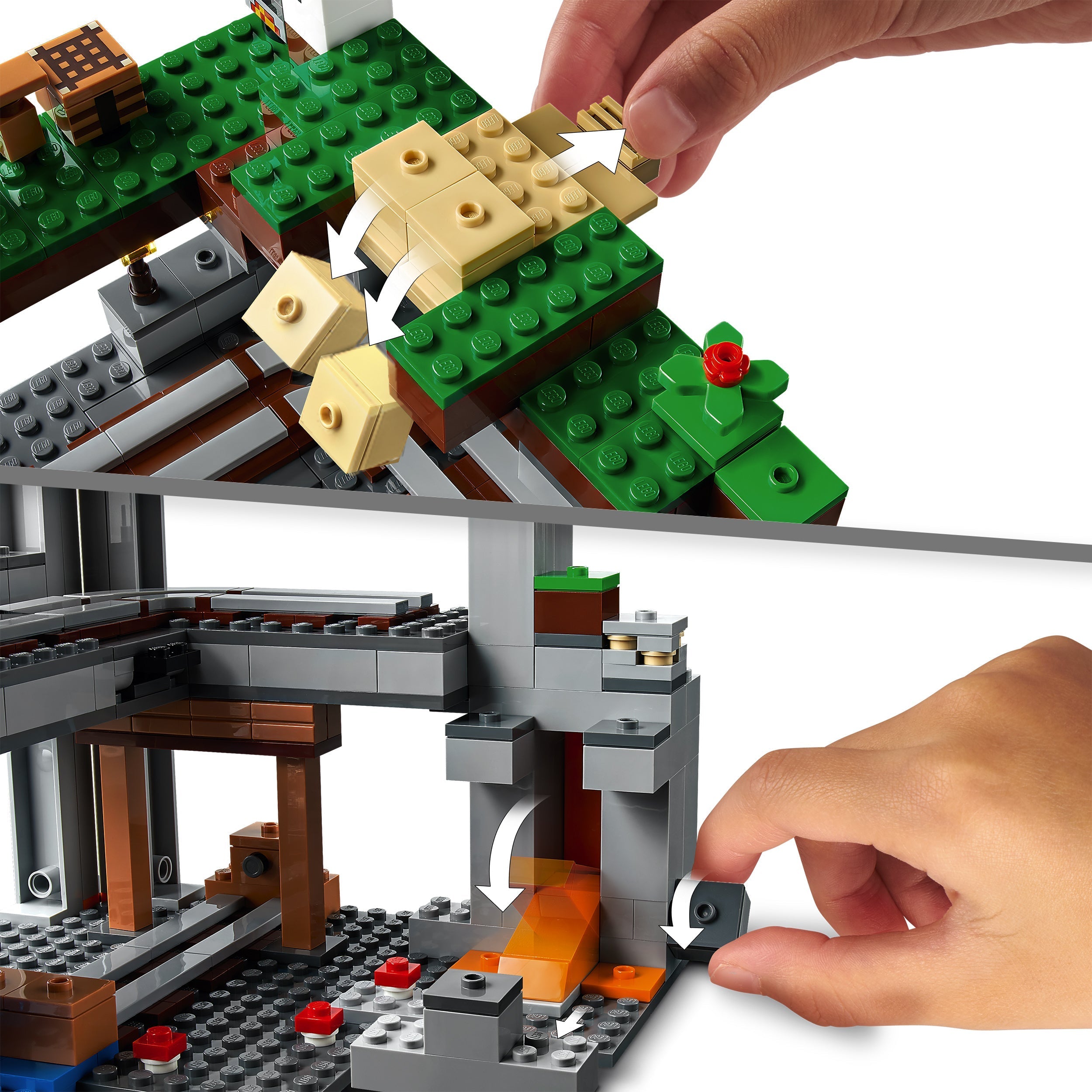 LEGO® Minecraft The First Adventure Set 21169 features characters and mobs in an interactive buildable environment.