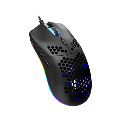 Tecware EXO Elite RGB gaming mouse featuring lightweight design and PIXART 3389 sensor for pro gamers.