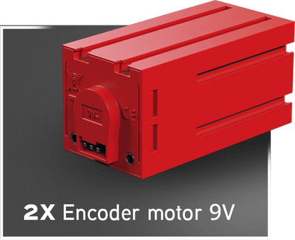 Red 9V encoder motor, designed for robotics projects, showcasing high precision and performance.