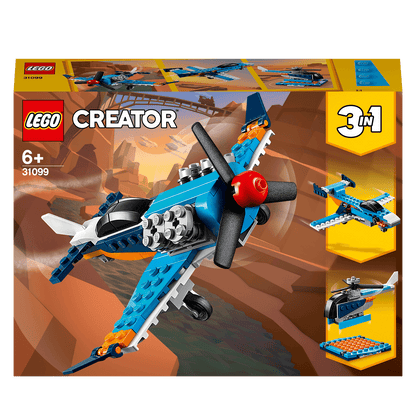 LEGO® Creator 3in1 Propeller Plane Set 31099, transformable into a jet or helicopter for endless creative play.