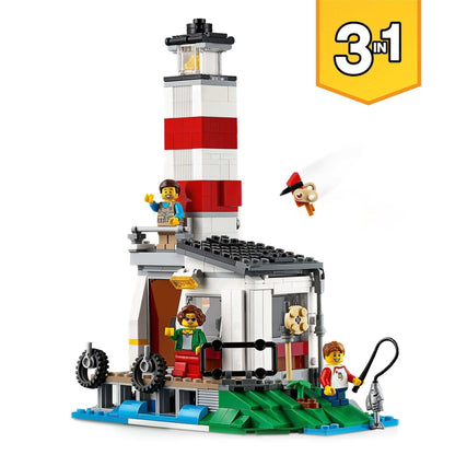 LEGO® Creator 3in1 Lighthouse set for kids featuring a vibrant design and three build options for imaginative play.