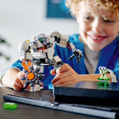 Child playing with LEGO® Creator 3in1 Space Mining Mech toy, showcasing creativity and adventure in space.