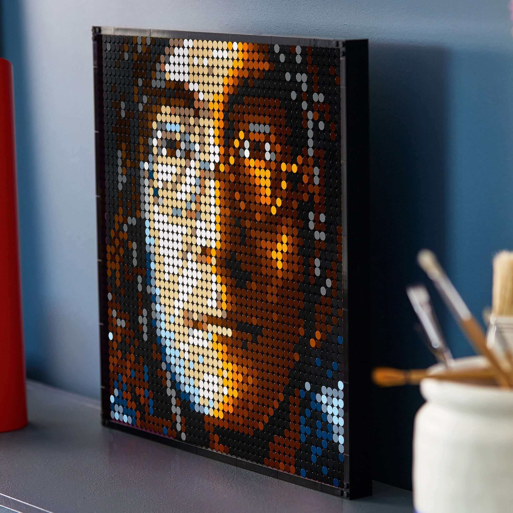 LEGO® Art The Beatles wall art featuring an intricate mosaic of John Lennon in vibrant colors.