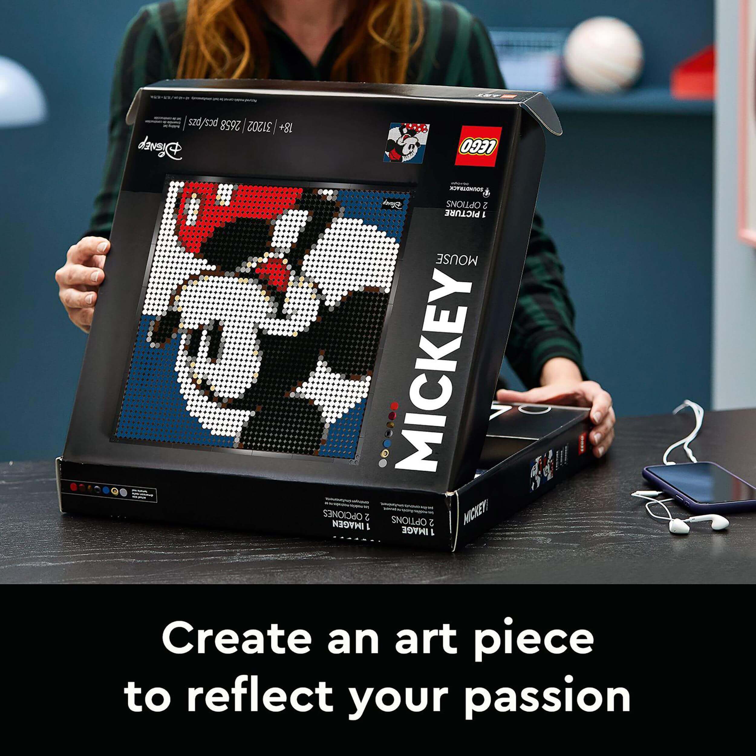 LEGO® Art Disney’s Mickey Mouse Poster Set 31202 displayed, showcasing vibrant art and creativity for Disney fans.