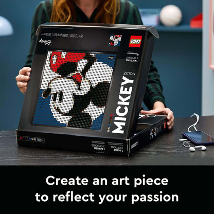 LEGO® Art Disney’s Mickey Mouse Poster Set 31202 displayed, showcasing vibrant art and creativity for Disney fans.