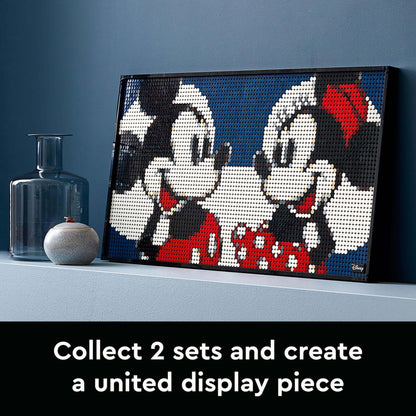 LEGO® Art Disney Mickey Mouse Poster Set 31202, featuring vibrant wall art of Mickey and Minnie Mouse for display.