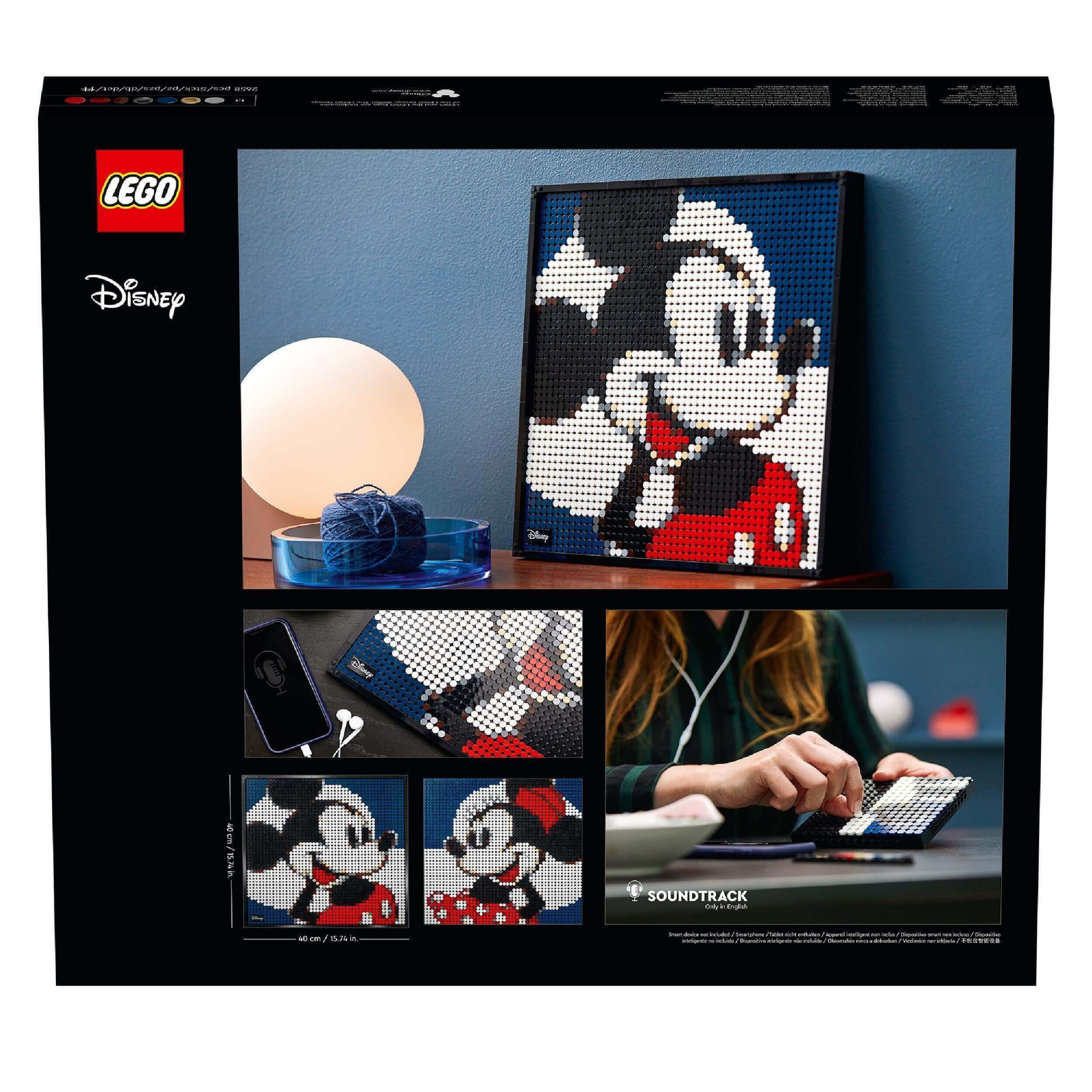 LEGO Art Disney Mickey Mouse Poster Set 31202 featuring Mickey and Minnie, ideal for wall art and relaxation.