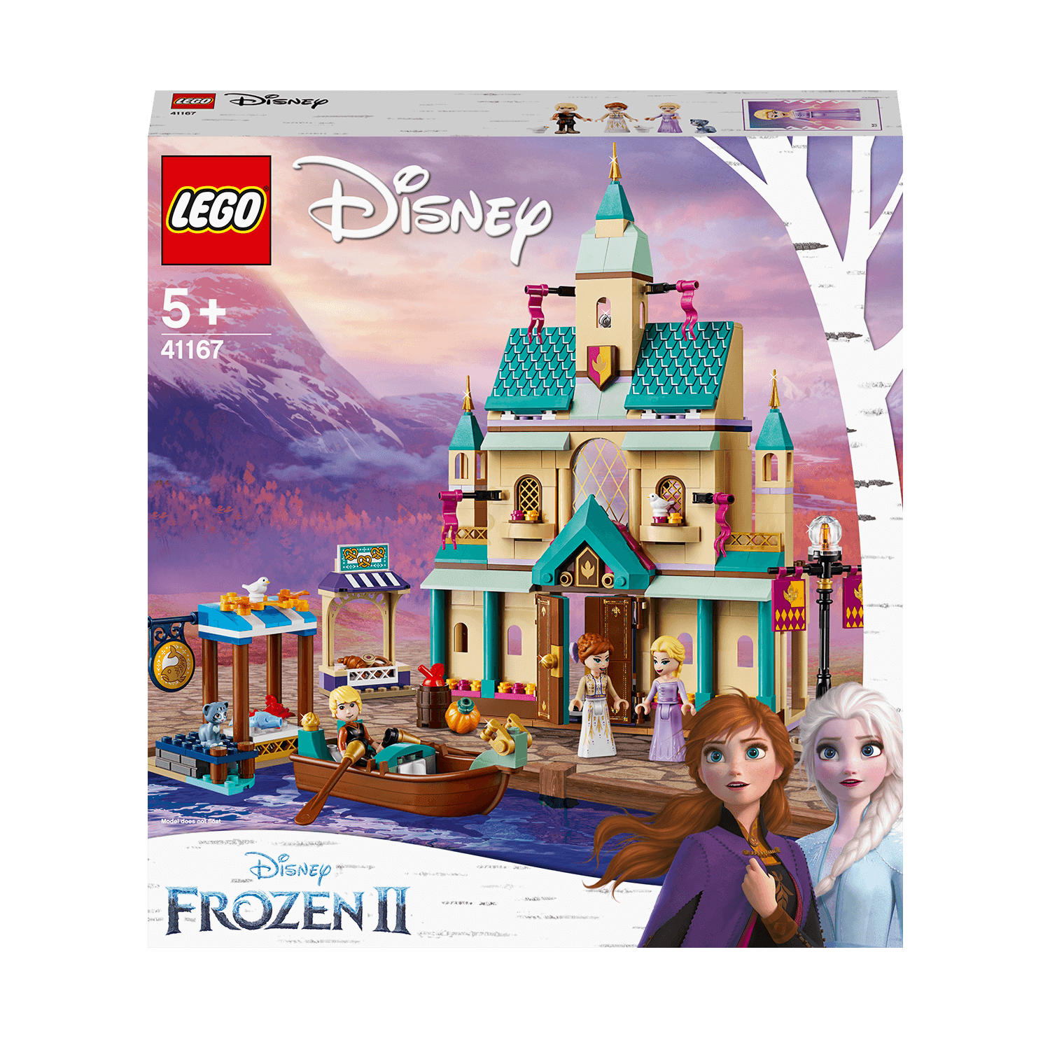 LEGO Disney Frozen II Arendelle Castle Village 41167 playset with Princess Anna and Elsa for creative play.
