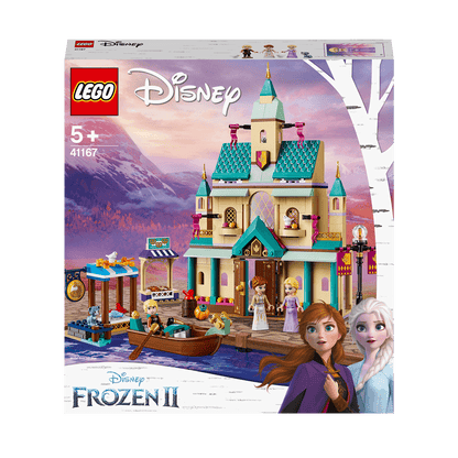 LEGO Disney Frozen II Arendelle Castle Village 41167 playset with Princess Anna and Elsa for creative play.