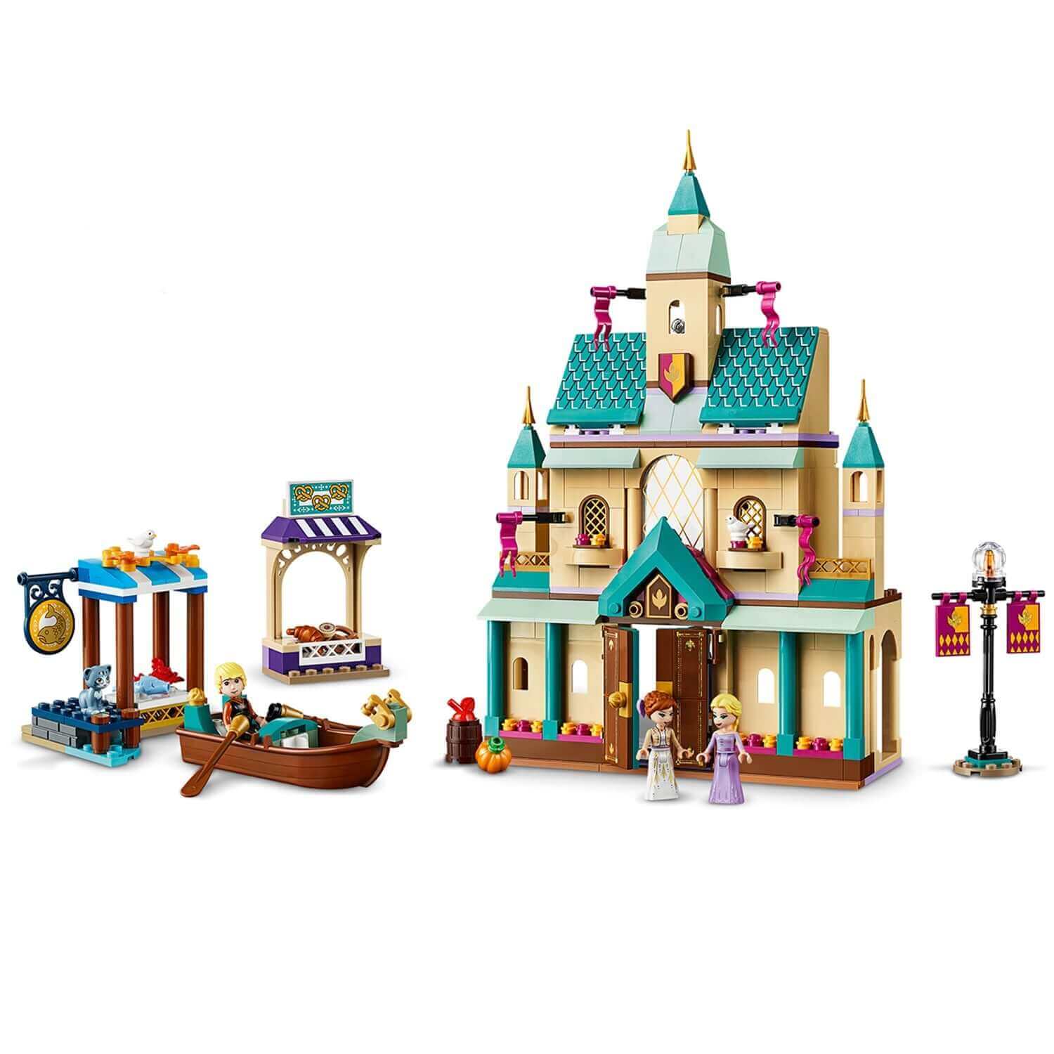 LEGO Disney Frozen II Arendelle Castle Village playset featuring Anna, Elsa, and a charming castle design.