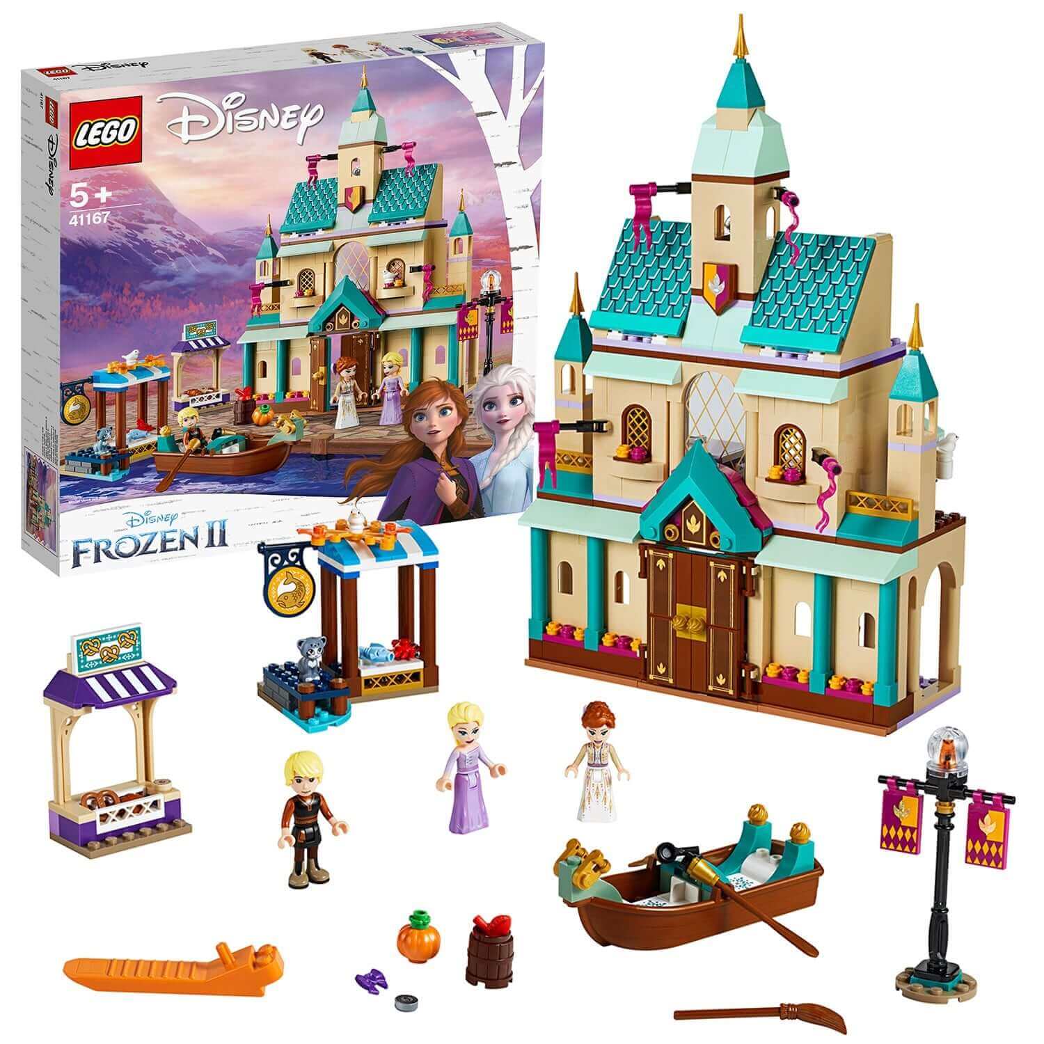 LEGO® Disney Frozen 2 Arendelle Castle Village playset with Anna and Elsa figures, castle and accessories.