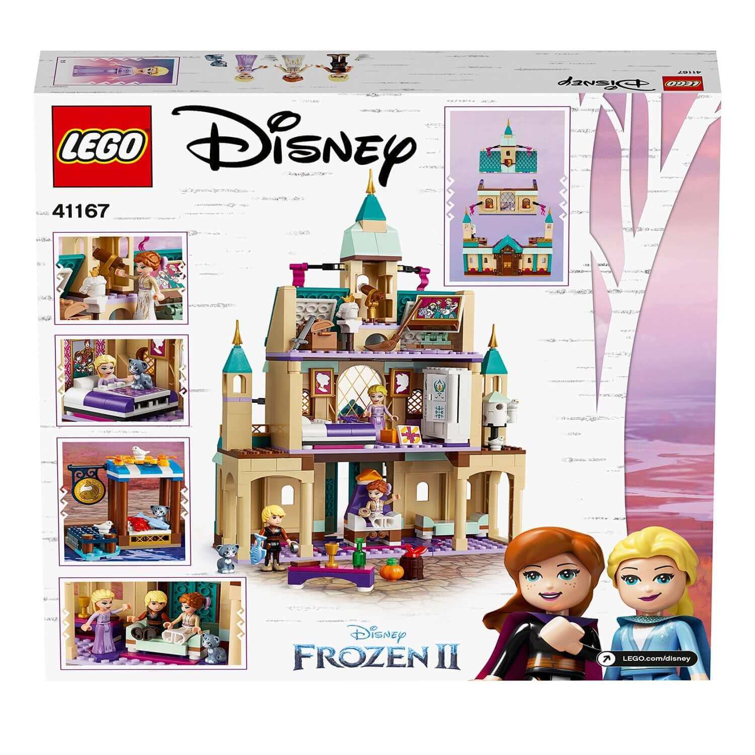 LEGO Disney Frozen II Arendelle Castle Village 41167 box set featuring Anna and Elsa figures for imaginative play.