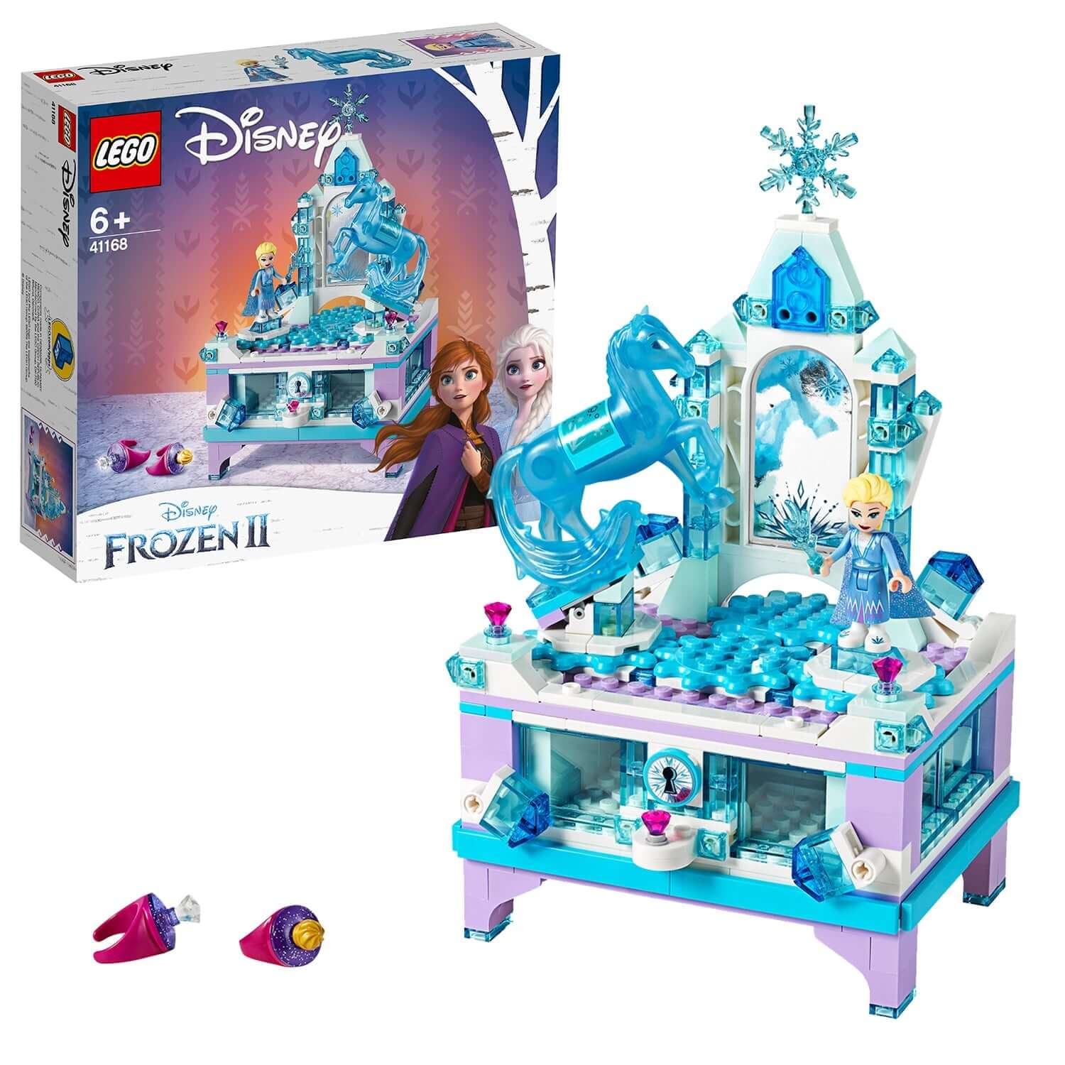 LEGO Disney Frozen 2 Elsa's Jewellery Box Set 41168 with accessories and box, perfect for storing jewelry.