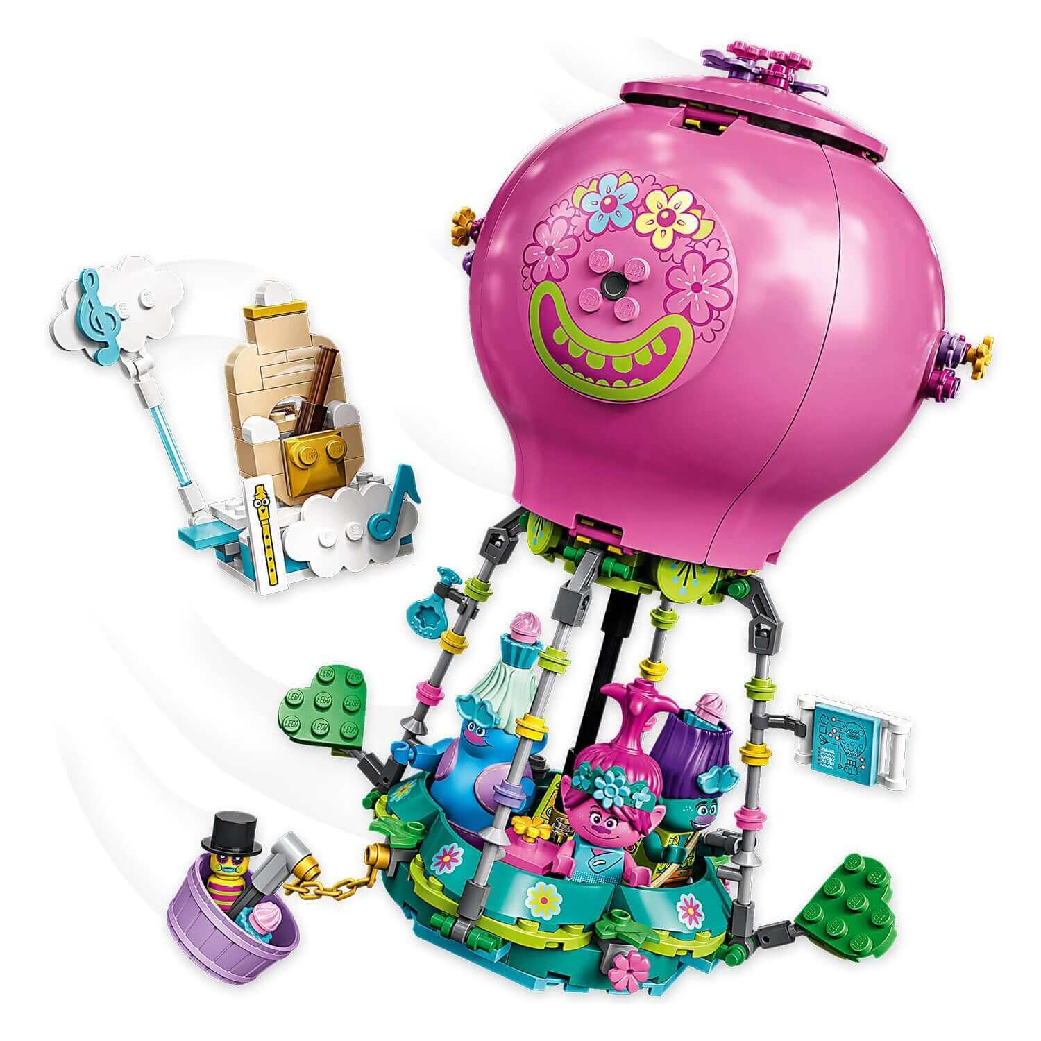 LEGO® Trolls Poppy’s Hot Air Balloon Playset 41252 with vibrant colors and fun characters from TROLLS WORLD TOUR.