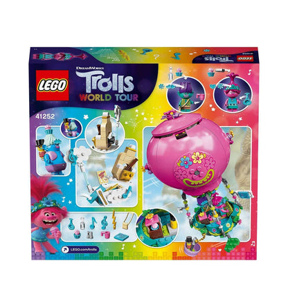 LEGO Trolls Poppy's Hot Air Balloon Playset 41252 box art featuring colorful design and Trolls characters.
