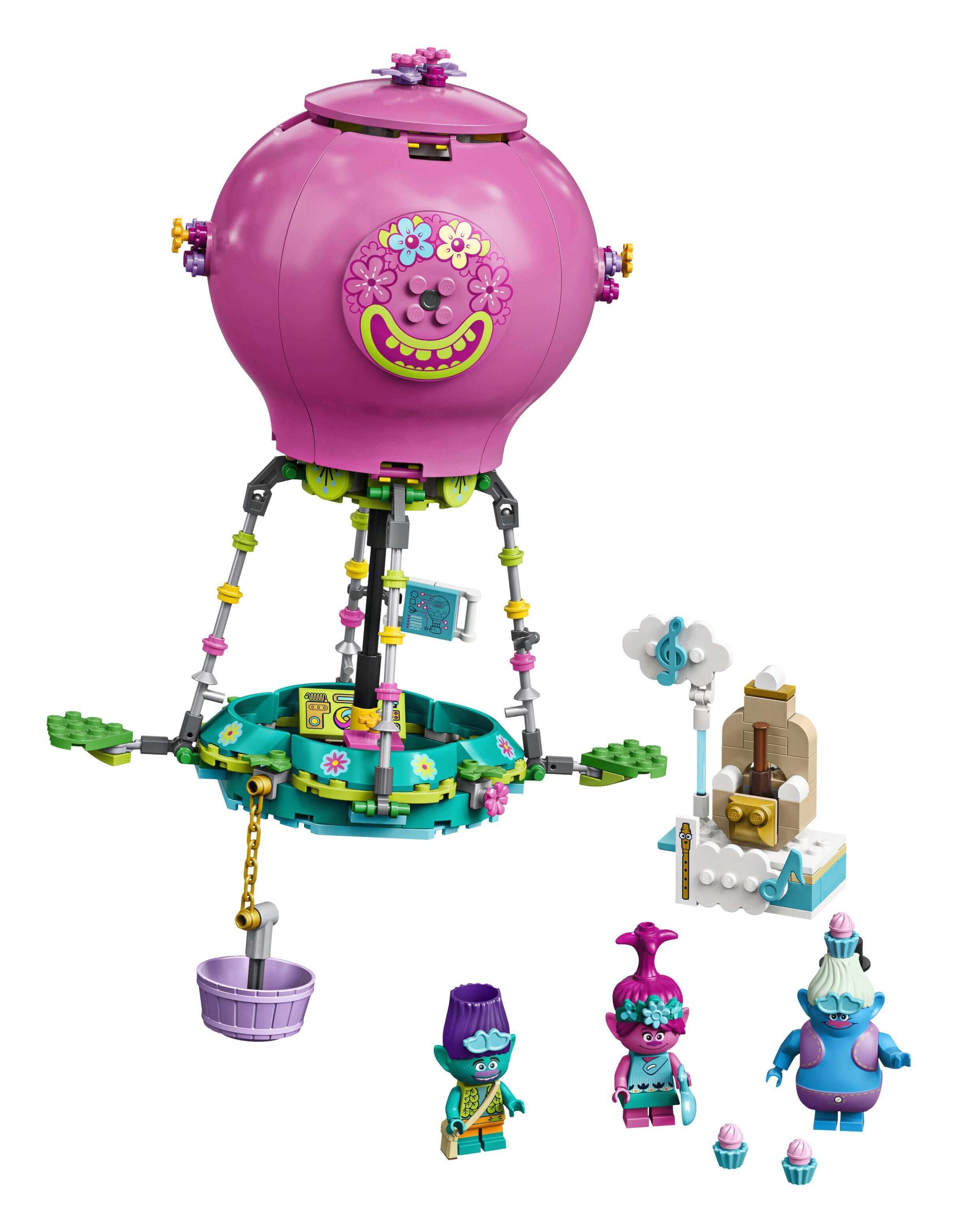 LEGO Trolls Poppy's Hot Air Balloon Playset 41252 featuring characters from TROLLS WORLD TOUR movie.