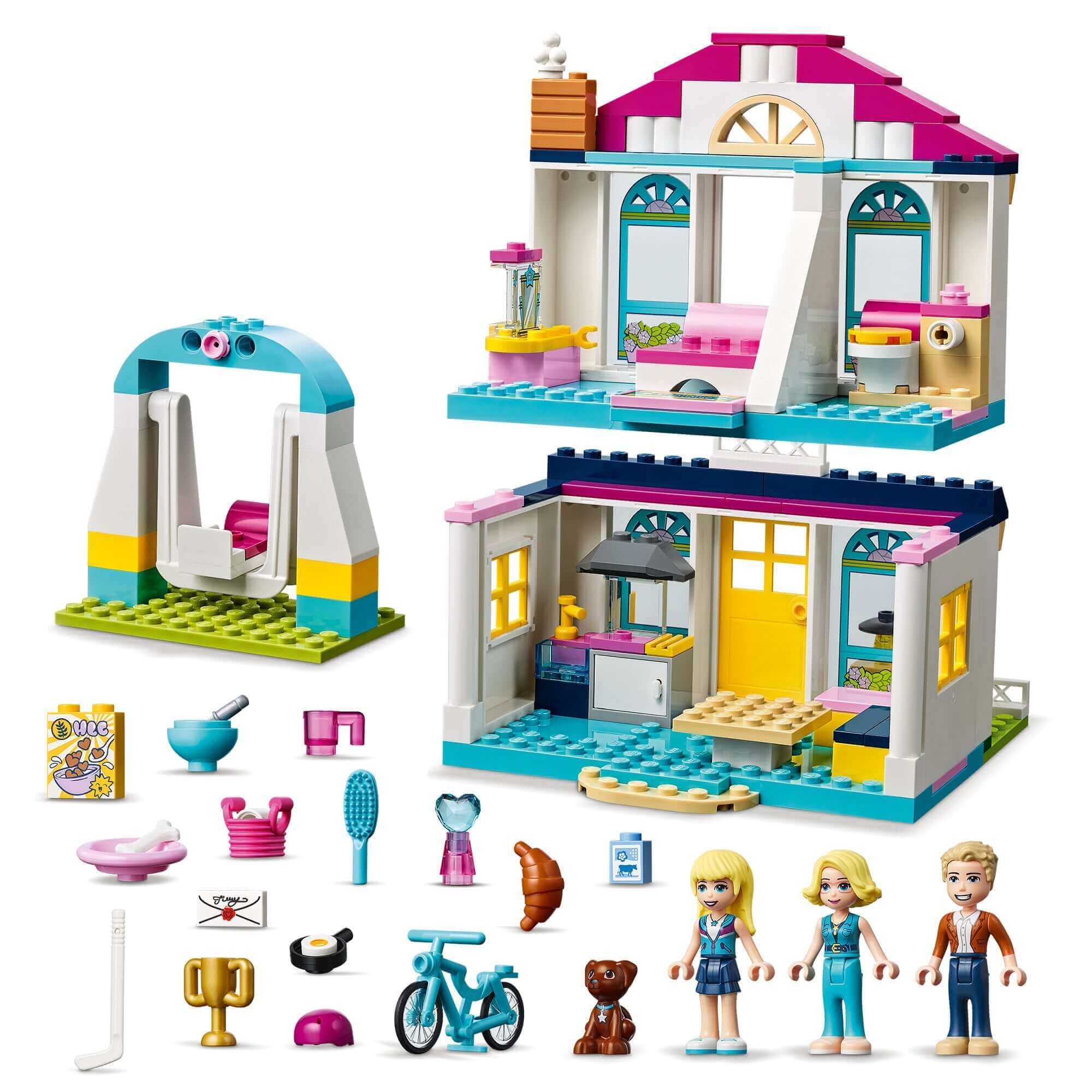 LEGO® Friends 4+ Stephanie's House Play Set 41398 with house, characters, and accessories for imaginative play.