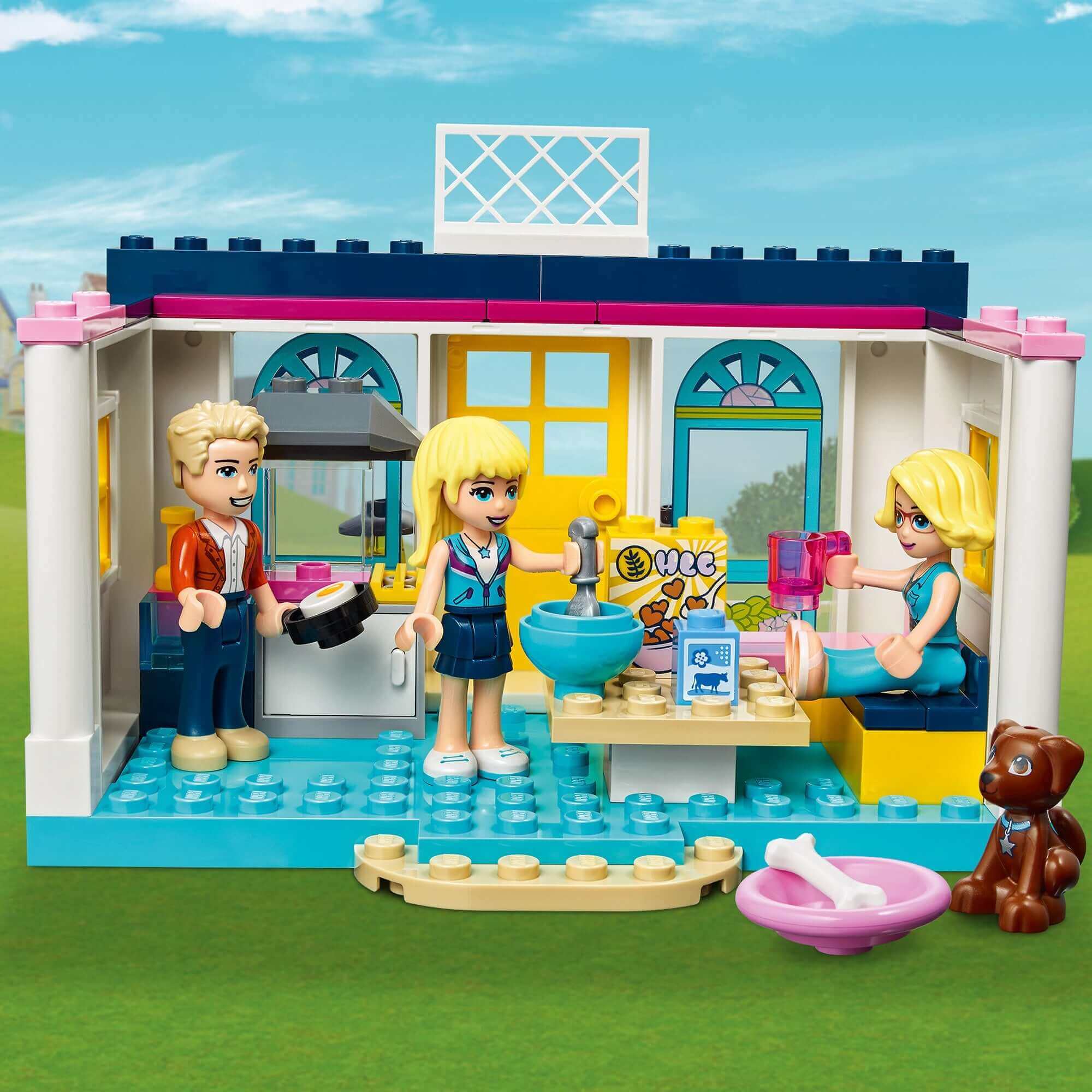 LEGO® Friends Stephanie's House Play Set 41398 with characters enjoying family life, building fun for preschool kids.