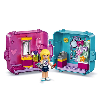 LEGO Friends Stephanie's Shopping Play Cube 41406 mini-doll in a colorful, compact case with fashion-themed accessories.