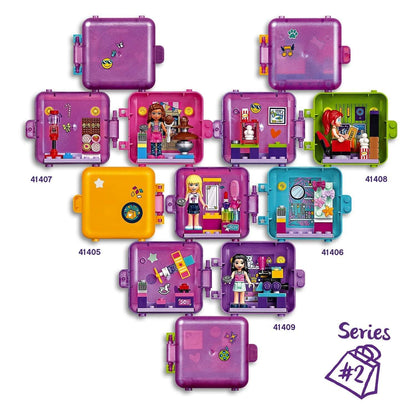 LEGO® Friends Stephanie's Shopping Play Cube 41406 mini-doll set featuring colorful cubes for creative play.