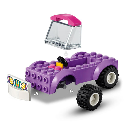 LEGO® Friends Horse Training Toy 41441 featuring a purple car with adjustable components for creative play.
