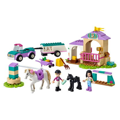 LEGO® Friends Horse Training and Trailer Toy 41441 set featuring horse, riders, and training obstacles for creative play.