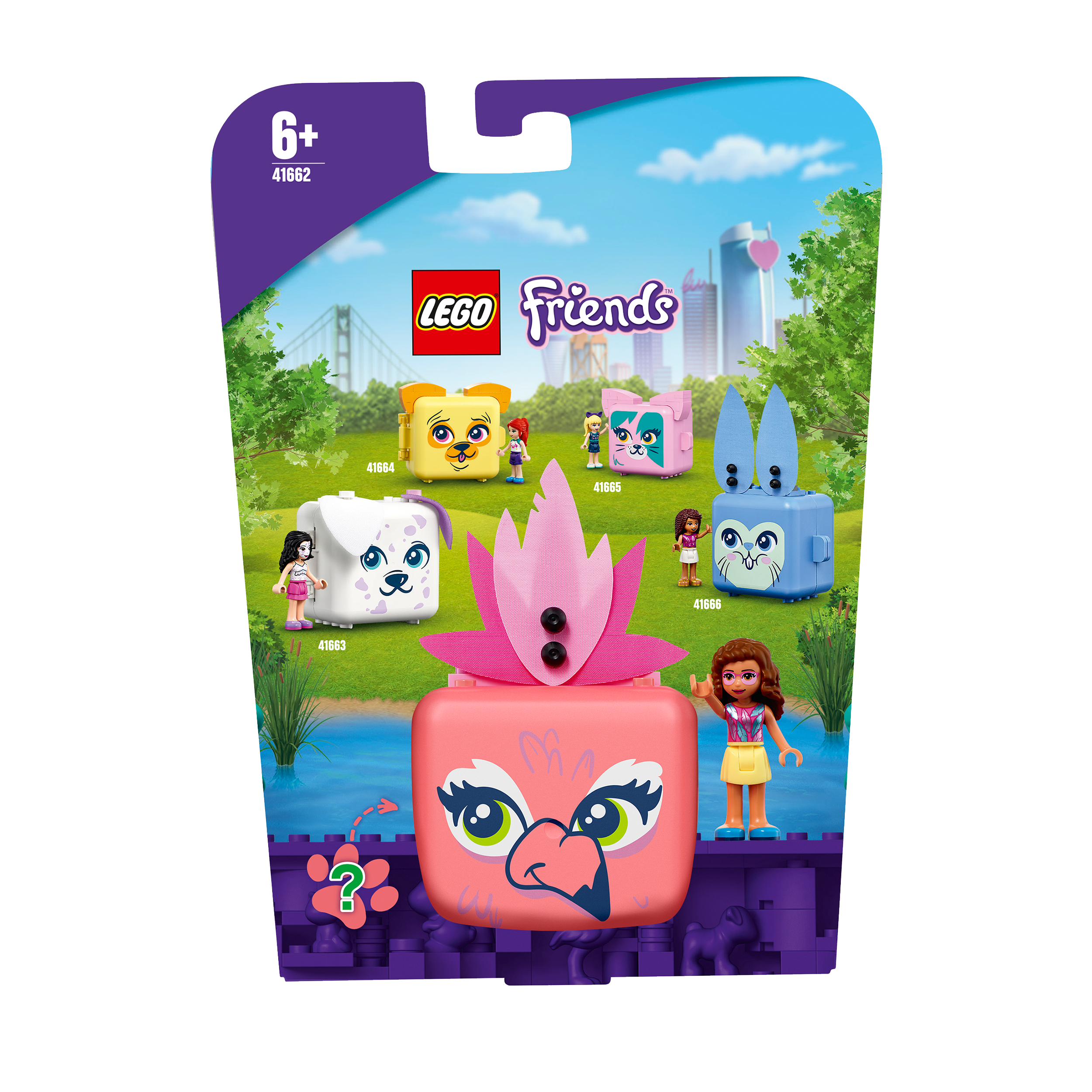 LEGO Friends Olivia’s Flamingo Cube Mini Set 41662 for kids, highlighting portable play and animal fun.