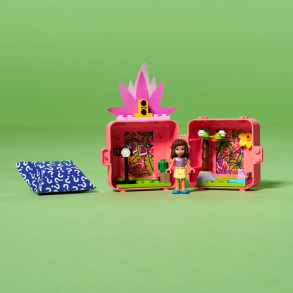 LEGO Friends Olivia's Flamingo Cube set 41662 featuring mini playset with colorful decorations and Olivia mini-figure.