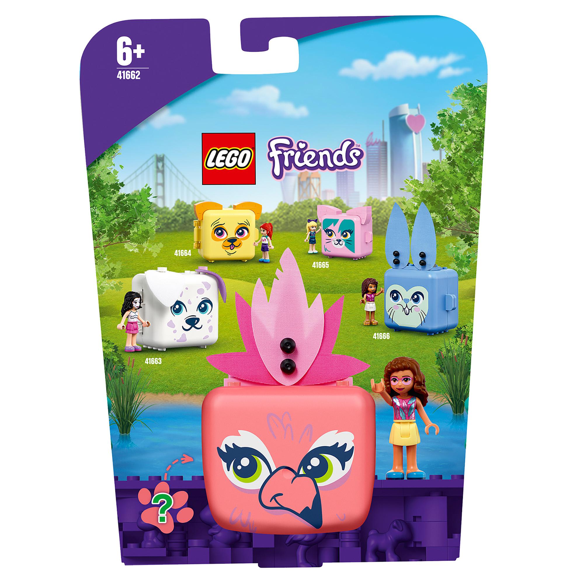 LEGO Friends Olivia’s Flamingo Cube Mini Set 41662, portable playset for animal fun, featuring cute design and characters.