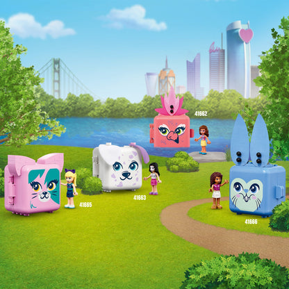 LEGO Friends animal-themed portable playsets in a park setting, featuring cute designs and colorful characters.
