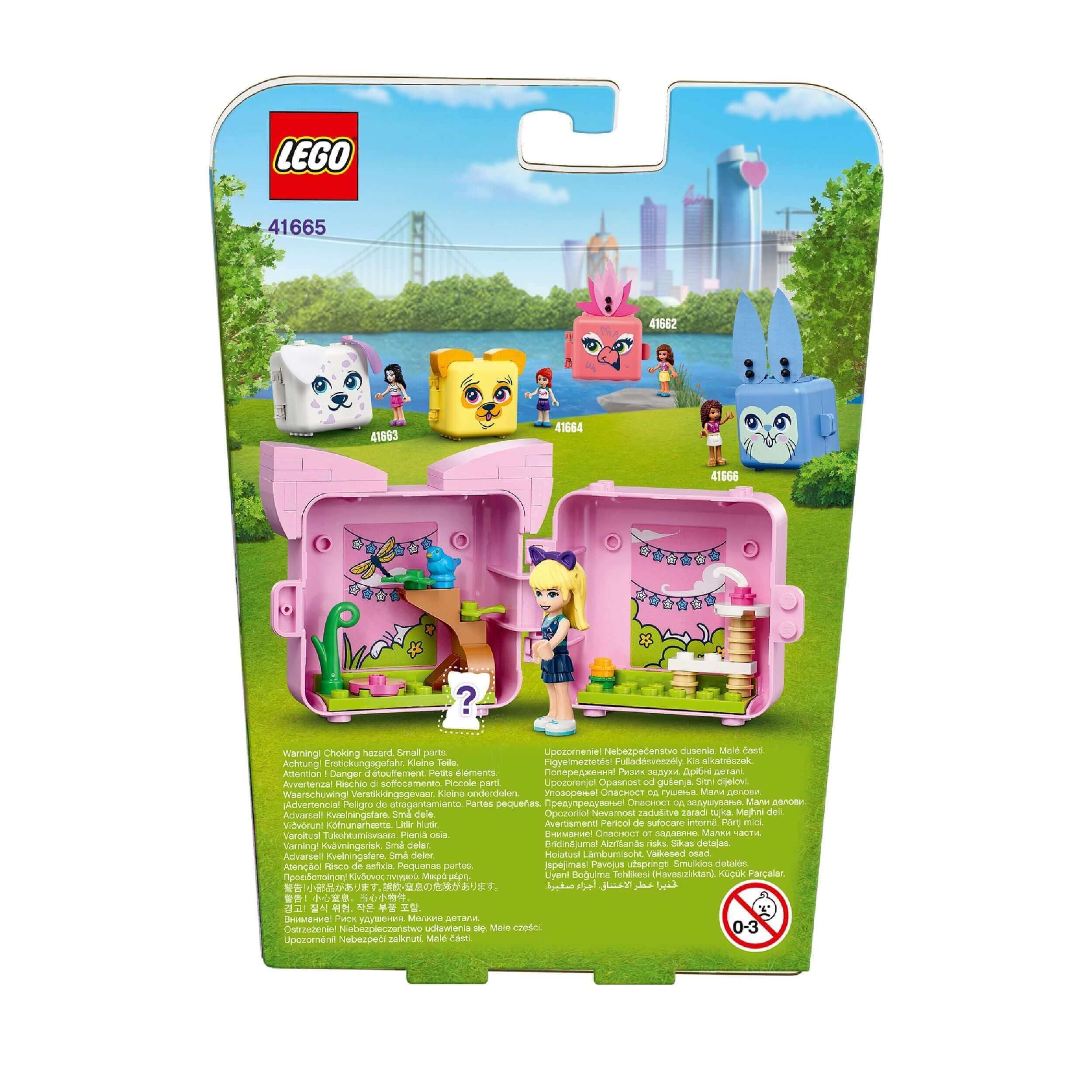 LEGO Friends Stephanie's Cat Cube Playset 41665, featuring cute cats and minidoll, perfect for cat-loving kids.