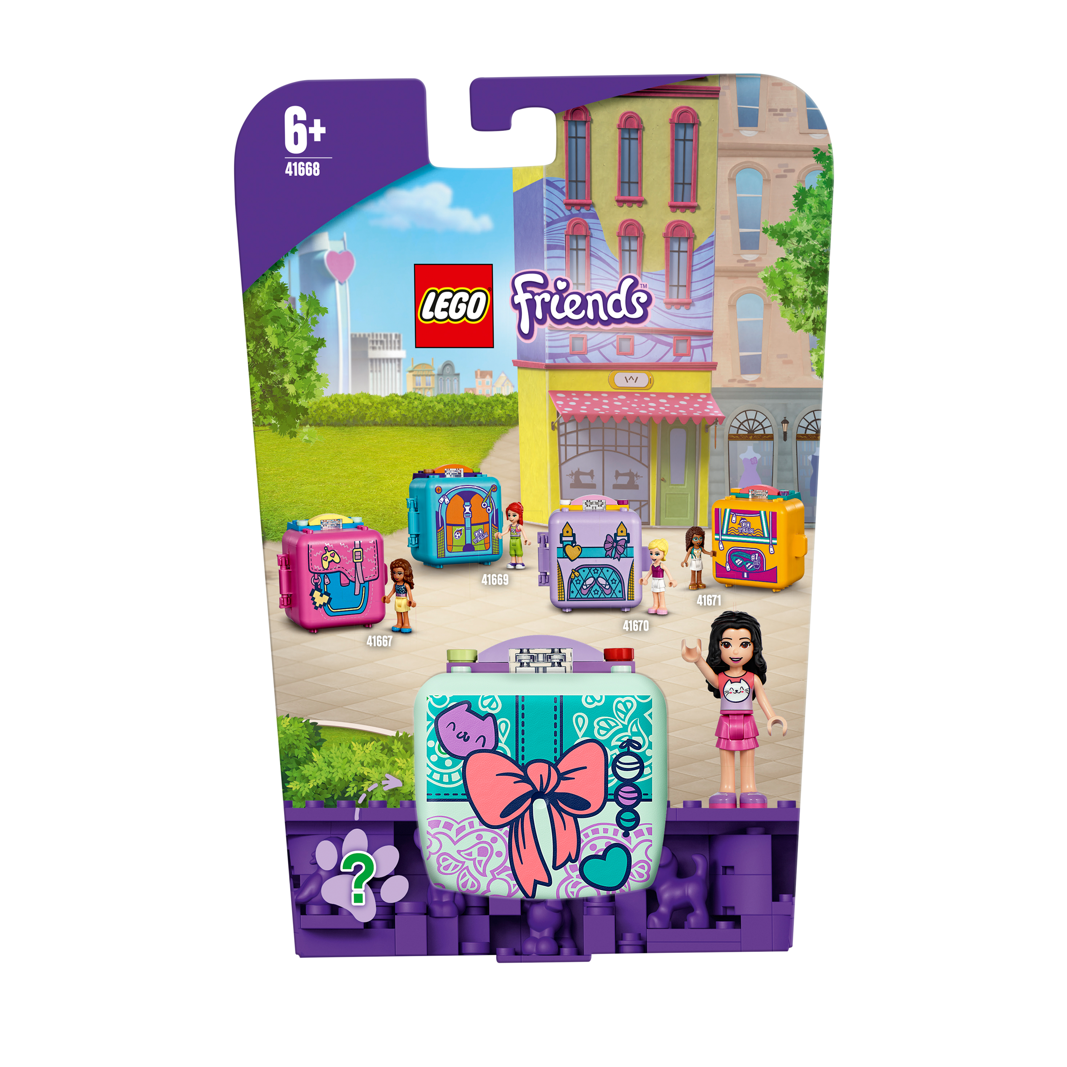 LEGO® Friends Emma’s Fashion Cube Play Set 41668, portable toy for kids to create playful stories and designs.