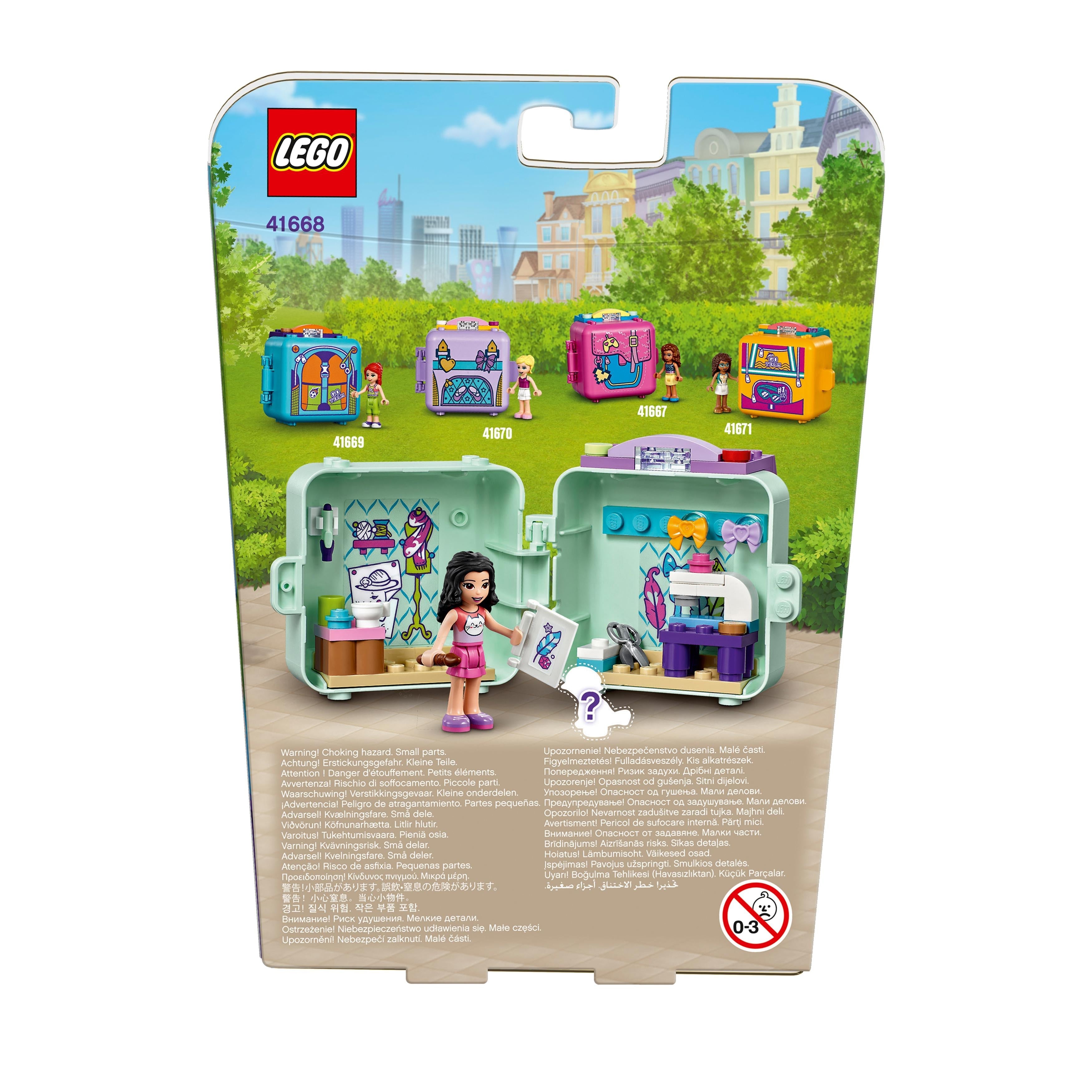 LEGO® Friends Emma’s Fashion Cube Play Set 41668 showcases interior and accessories for creative play.