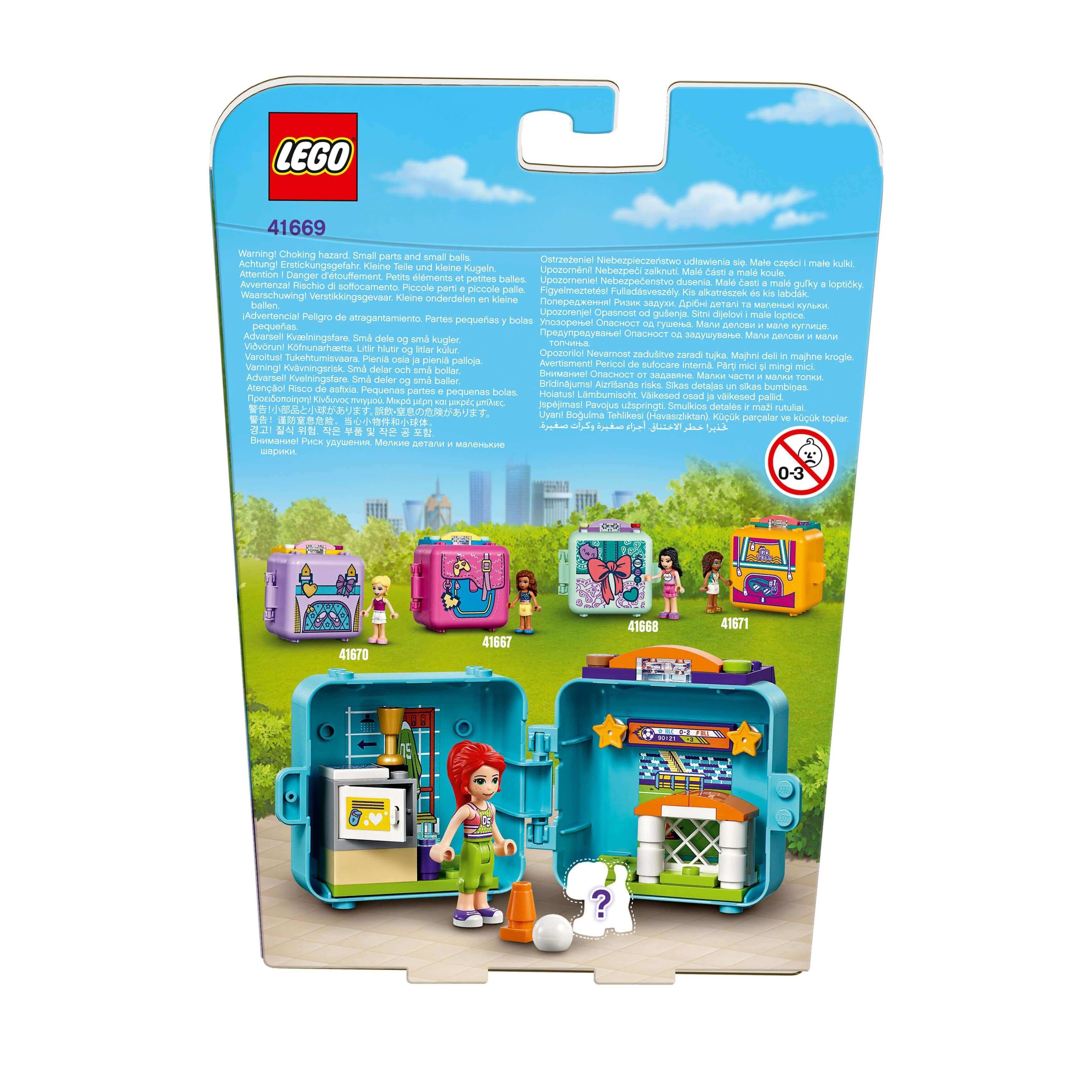 LEGO Friends Mia’s Soccer Cube Play Set 41669 portable buildable toy for kids, perfect for travel and soccer fans.