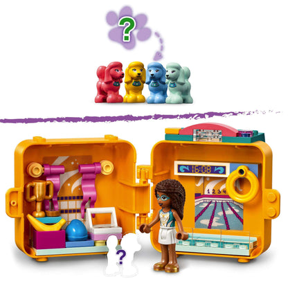 LEGO® Friends Andrea's Swimming Cube Play Set 41671 with accessories, pool scene, and Andrea mini-doll for imaginative play.