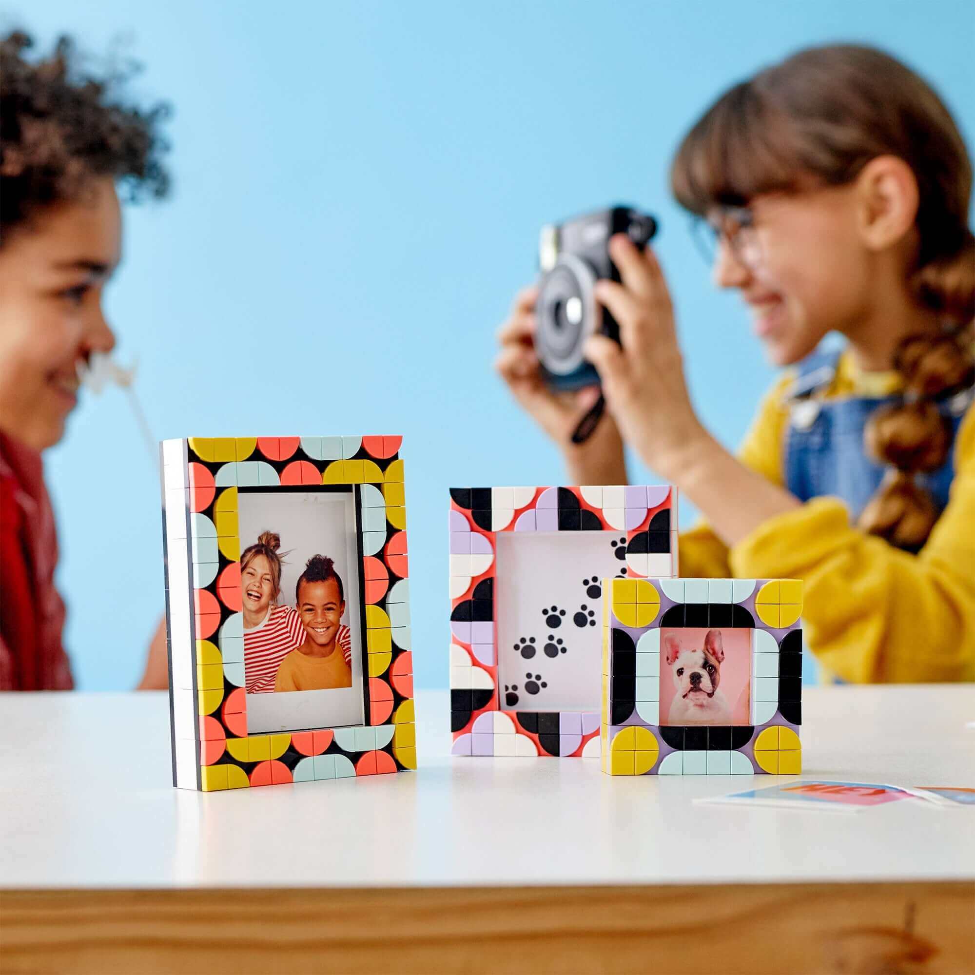 LEGO DOTS Creative Picture Frames Crafts Set 41914 with colorful designs, perfect for kids' creativity and fun photo display.