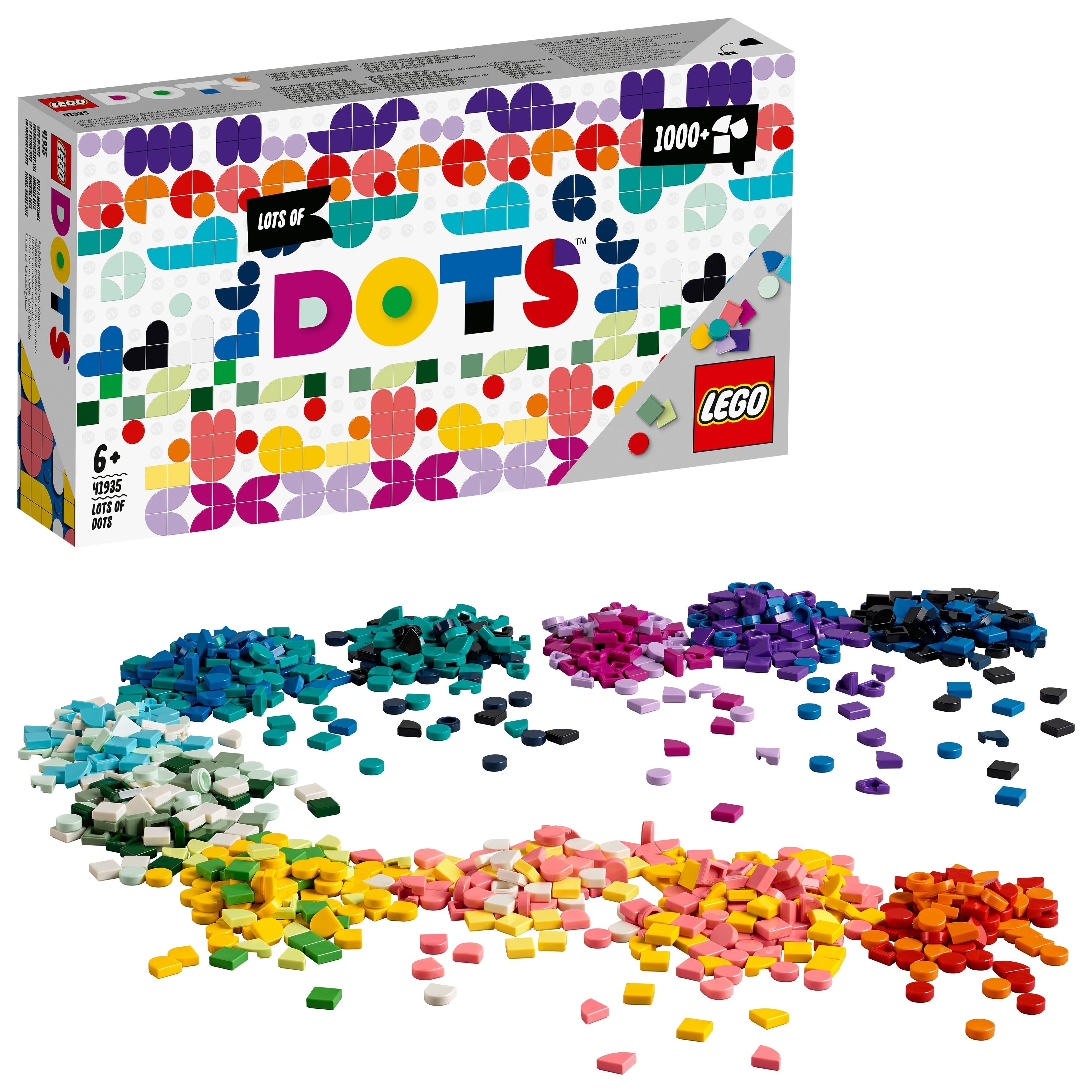 LEGO DOTS Lots of DOTS tile beads craft set 41935 with 1000 colorful tiles for creative design fun.