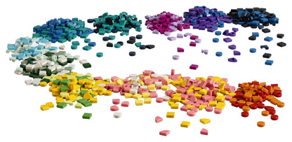Colorful assortment of LEGO® DOTS tiles and beads in various shapes, perfect for creative crafting and design projects.