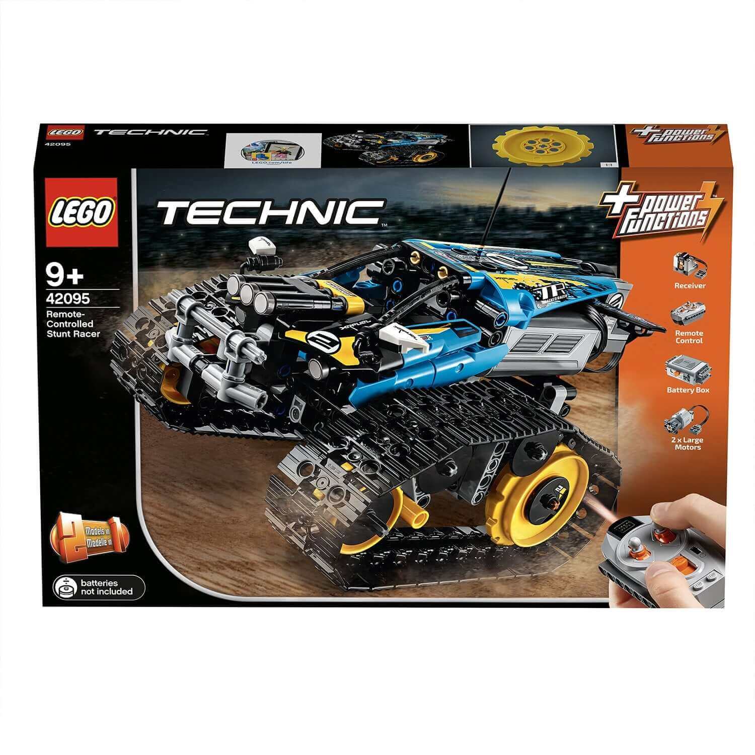LEGO Technic Stunt Racer RC Car Toy 42095, remote-controlled vehicle for ages 9+, features Power Functions.