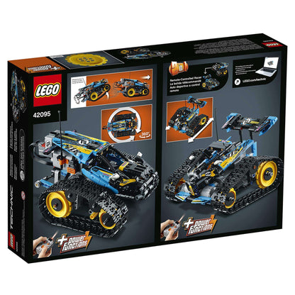 LEGO Technic Stunt Racer RC Car Toy 42095 packaging with details of features and functions.